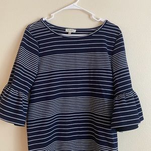 Max Studio Blue/White Striped Top XL